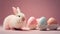 Pink Easter cute rabbit egg symbol. young animal Generated AI