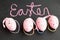 Pink Easter eggs and text