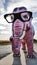 Pink elephant with funny glasses