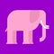 Pink elephant isolated. Fantastic big animal. Love symbol