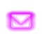 Pink email Icon, glowing Neon lamp, New incoming message, sms. Envelope isolated sign design on black background. Mail delivery