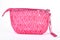 Pink embroidered bag for cosmetics.