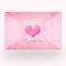 Pink envelope with heart and text