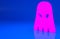 Pink Executioner mask icon isolated on blue background. Hangman, torturer, executor, tormentor, butcher, headsman icon