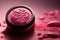 Pink eyeshadow macro shot. Cosmetic, makeup, eyeshadow palette closeup. Make-up, sample of cosmetic product. AI generated product
