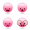 Pink face with emotions . Emoticons set