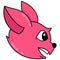 The pink faced weasel head smiled from the side. doodle icon drawing