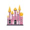 Pink fairytale princess castle vector Illustration on a white background