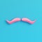 Pink fake mustache on bright blue background in pastel colors