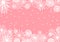 Pink falling snow background. Snowflakes abstract. Winter thunder