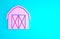 Pink Farm house icon isolated on blue background. Minimalism concept. 3d illustration 3D render