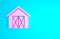 Pink Farm house icon isolated on blue background. Minimalism concept. 3d illustration 3D render