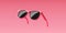 Pink fashion sunglasses and black lens optic on summer object background with modern accessory design. 3D rendering
