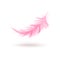 Pink feather floating in air, realistic bird quill with smooth fluffy texture falling softly on the ground