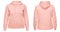 Pink female hoodie sweatshirt with long sleeve, women hoody with hood for your design mockup for print, isolated on