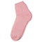 Pink female sock made of fabric on a white background, short.