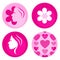 Pink female vector badges or icons