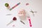 Pink Feminine Personal Hygiene Products - Nail File, Razor, Scissors, Nail Clippers, Makeup Brush