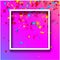 Pink festive background with colorful confetti.