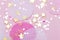 Pink festive confetti background.