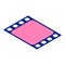 Pink film icon, isometric style