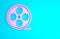 Pink Film reel icon isolated on blue background. Minimalism concept. 3d illustration 3D render