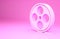 Pink Film reel icon isolated on pink background. Minimalism concept. 3d illustration 3D render