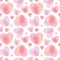 Pink fingerprint texture hearts seamless pattern.