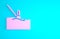Pink Fishing float in water icon isolated on blue background. Fishing tackle. Minimalism concept. 3d illustration 3D