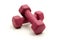 Pink fixed-weight dumbbells