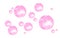 Pink fizzing air or water bubbles on white  background