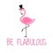 Pink Flamingo Be Flabulous lettering isolated illustration on white background