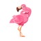 Pink Flamingo Character with Long Neck and Legs Vector Illustration
