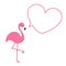 Pink flamingo. Heart frame talking bubble template. Exotic tropical bird.