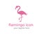 Pink flamingo icon. Vector bird animal logo illustration