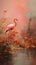 Pink Flamingo Painting By Andriy Krylaev - Tonal Landscape Portrait