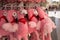 Pink Flamingo plush toys on sale in saintes marie de la mer, france.