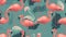 Pink Flamingo seamless pattern collage on green background