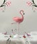 Pink flamingo surreal background