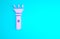 Pink Flashlight icon isolated on blue background. Minimalism concept. 3d illustration 3D render