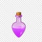 Pink flask icon, cartoon style