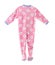 Pink fleece pajamas with floral pattern.