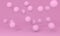 Pink floating spheres on colorful background