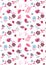 Pink floral sparrow baby girls seamless repeated Pattern