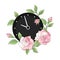 Pink flower with clock composition