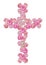 Pink flower cross for church brochures lush romantic elegant peonies