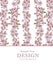 Pink Flower Garland Template with Text Copy Space on White Background.