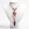 Pink Flower Necklace With Tassel - Art Deco Designer Inspired