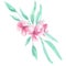 Pink Flower Pattern Seamless Floral Watercolor Aqua Green Leaves Leaf Berries Blooms