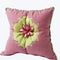 Pink flower on pink and green fabric throw pillow created with generative Ai